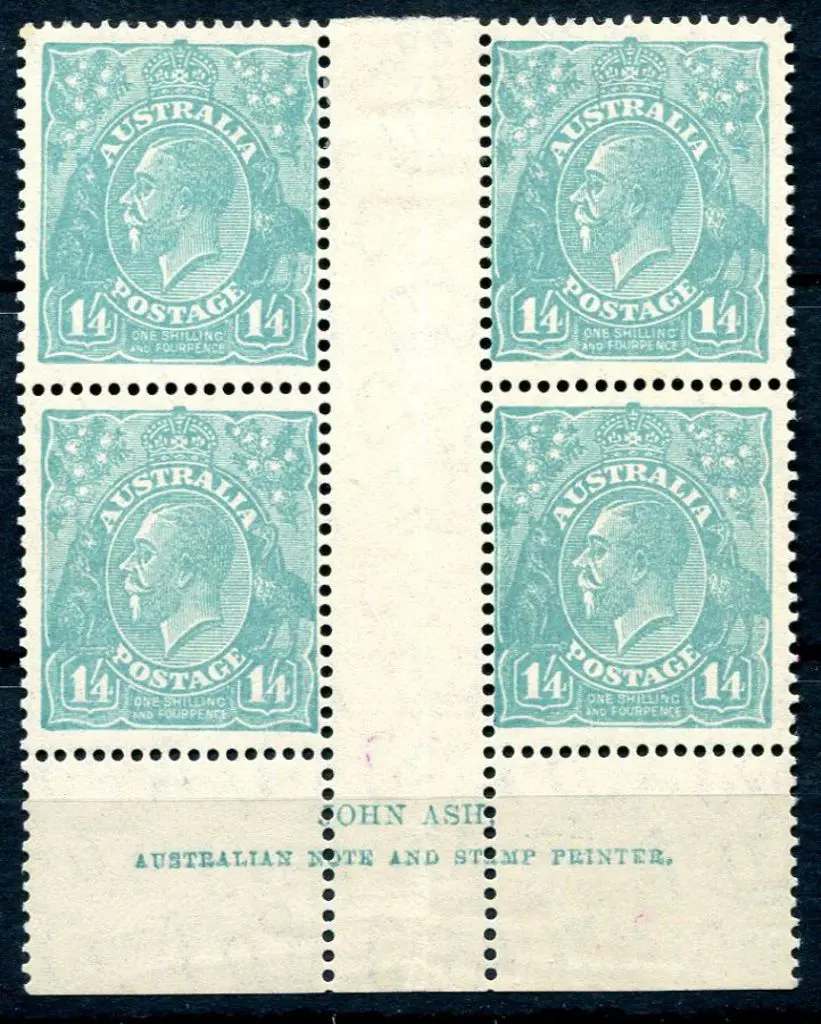 1931-36 CofA Watermark 1/4d greenish-blue John Ash ... Image 1++