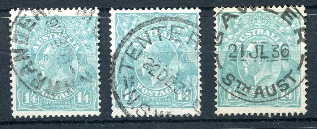 1931-36 CofA Watermark 1/4d turquoise-blue x 3 ... Image 1++