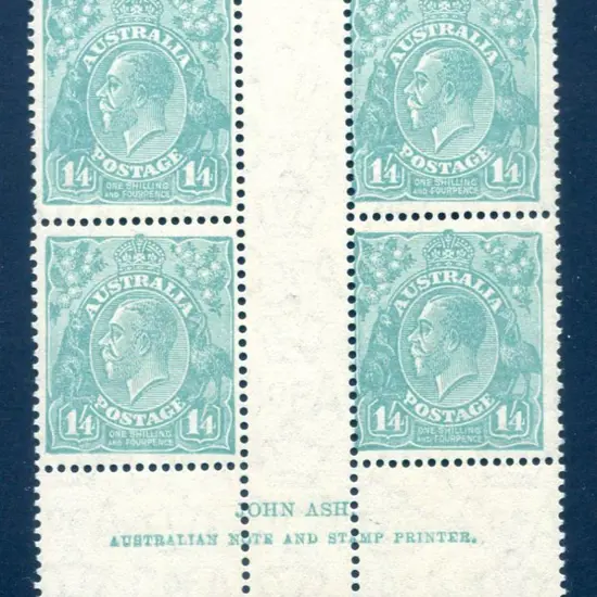 1931-36 CofA Watermark 1/4d turquoise-blue John ...
