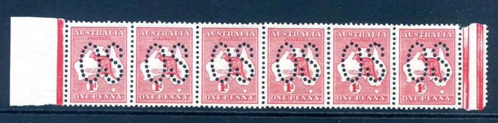 1913 1d red, Die II perfined large "OS" horiz ... Image 1++