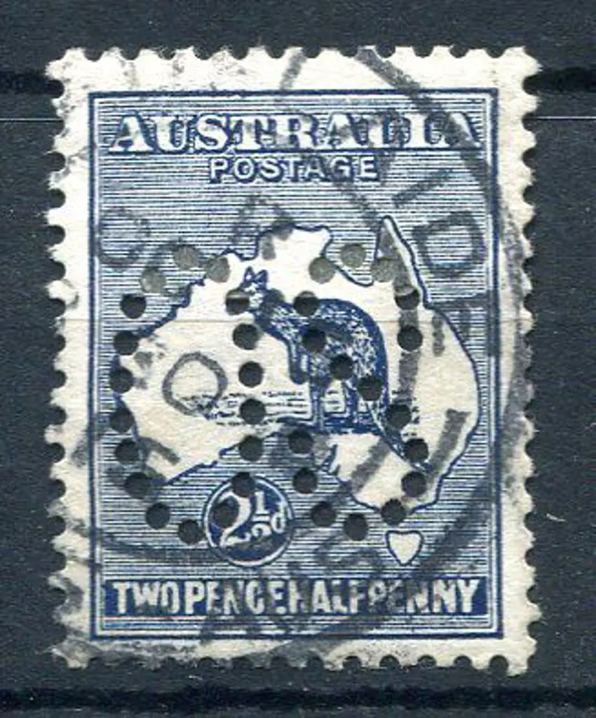 1913 2½d indigo, 1st wmk perfined large "OS" with ... Image 1++