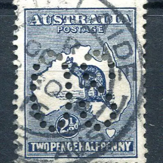 1913 2½d indigo, 1st wmk perfined large "OS" with ...