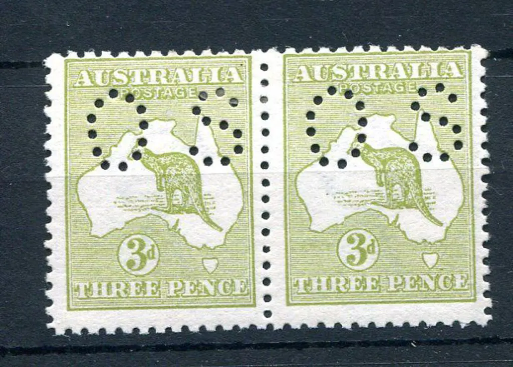 1913 3d olive, Die I 1st wmk perfined small "OS". ... Image 1++
