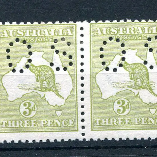 1913 3d olive, Die I 1st wmk perfined small "OS". ...