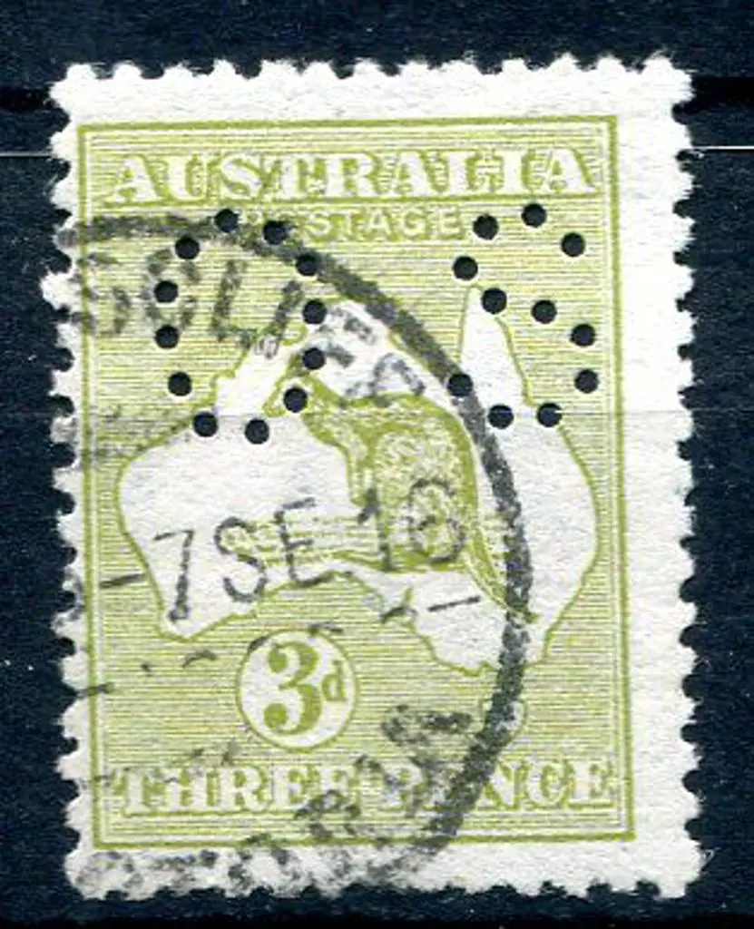 1913 3d pale olive-green, Die II, 1st wmk perfined ... Image 1++