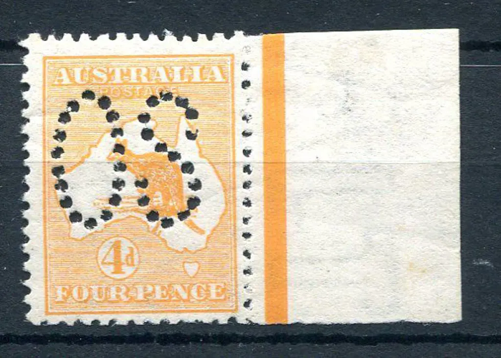 1913 4d orange, 1st wmk with right selvedge ... Image 1++