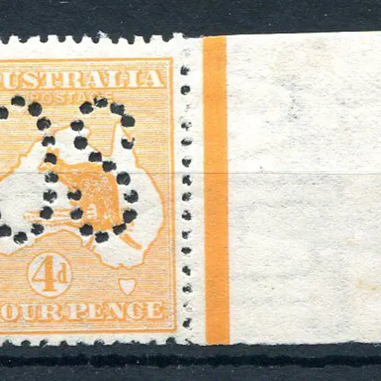 1913 4d orange, 1st wmk with right selvedge ...