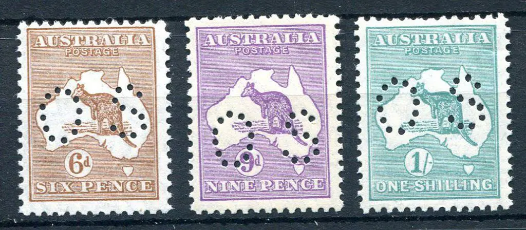 1929 6d, 9d & 1/- Sm Mult wmk group all perfined ... Image 1++