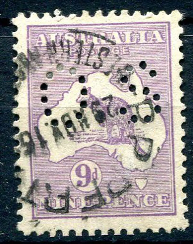 1915 9d violet, 2nd wmk perfined "OS". Fine used ... Image 1++