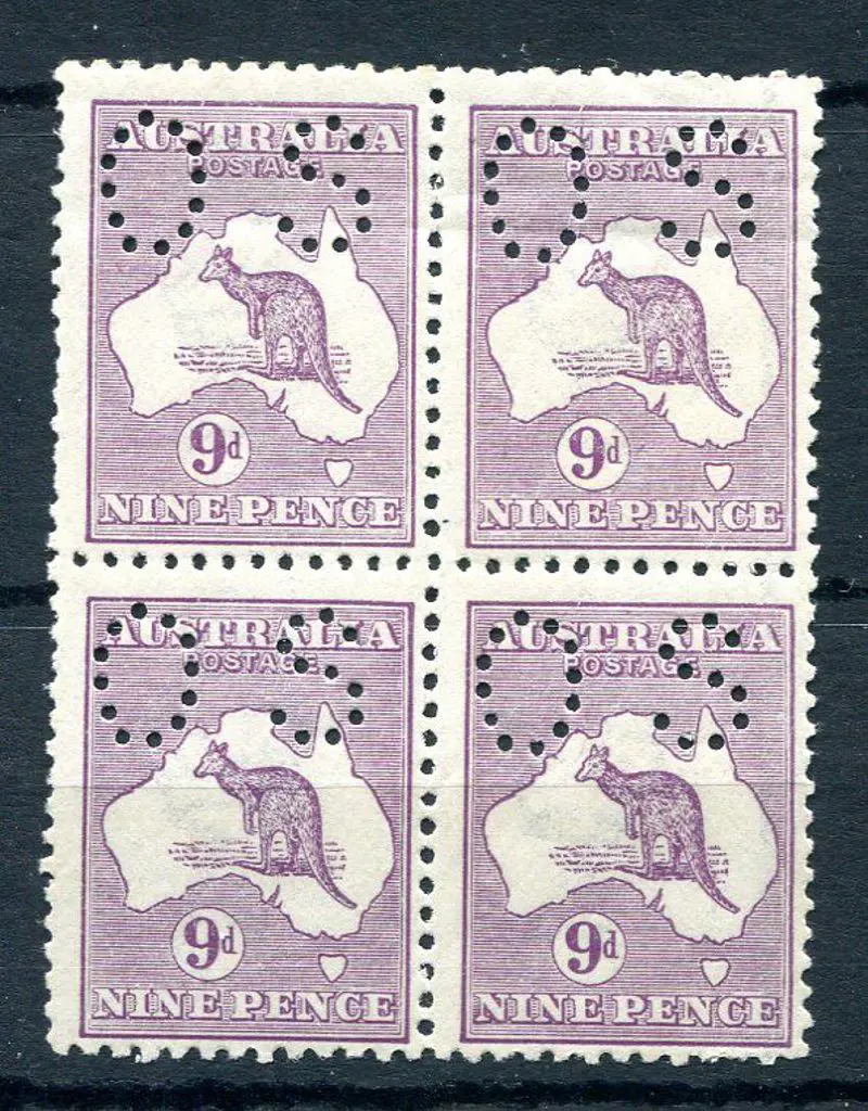1915/28 9d red-violet, Die IIB perfined "OS". ... Image 1++