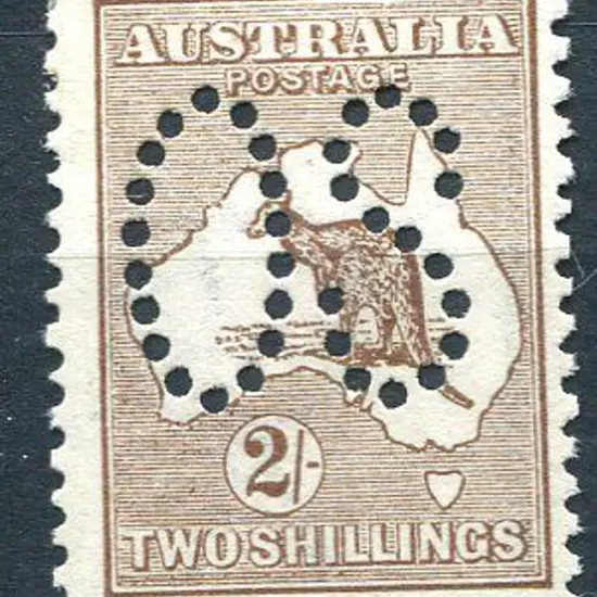 1913 2/- brown, 1st wmk perfined large "OS". MVLH ...