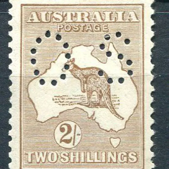 1915 2/- light brown, 2nd wmk perfined small "OS". ...