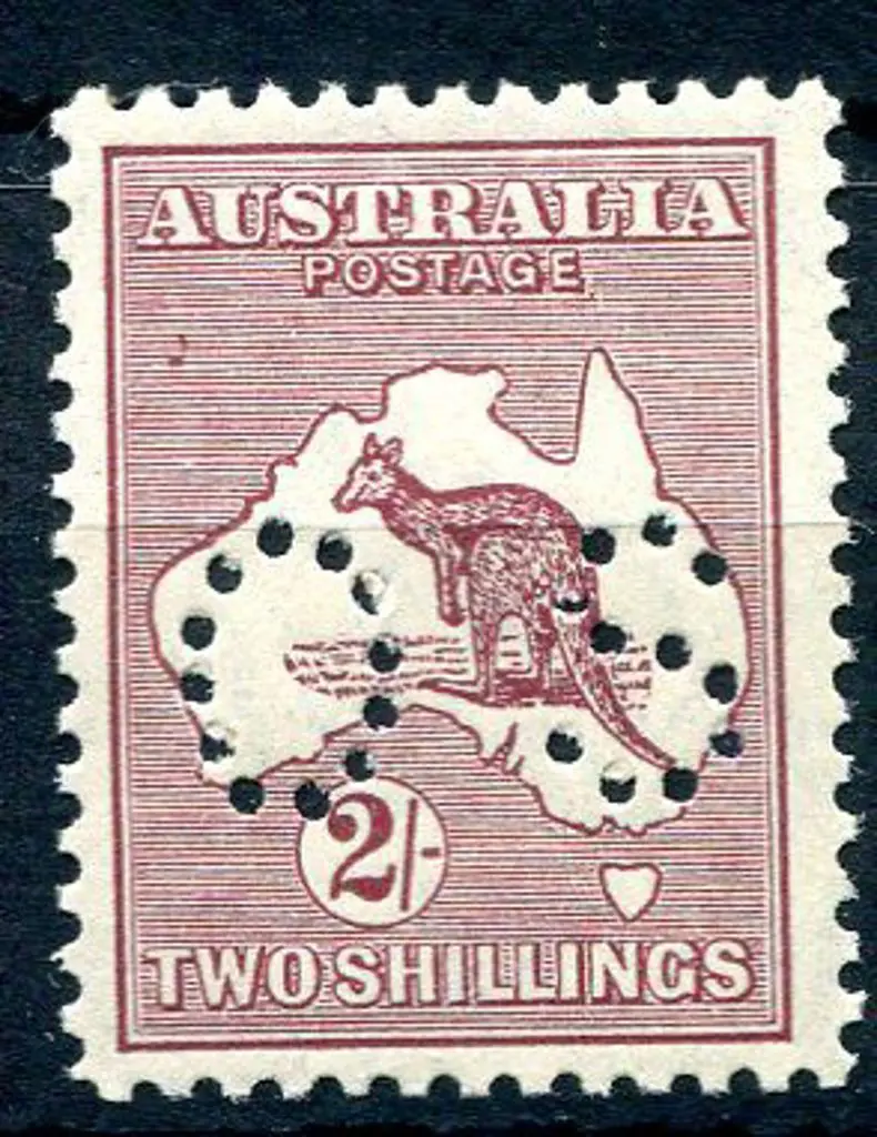 1929/30 2/- maroon, SMW & perfined "OS". Fine MUH. ... Image 1++