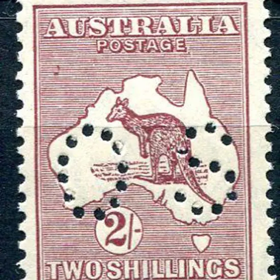 1929/30 2/- maroon, SMW & perfined "OS". Fine MUH. ...