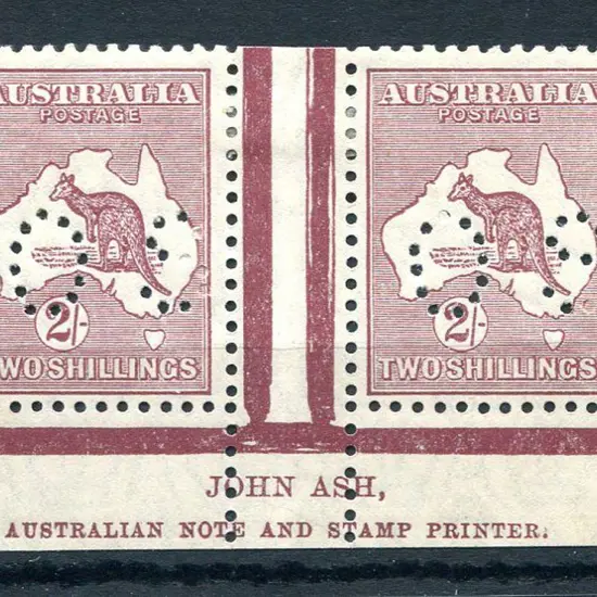 1929/30 2/- maroon, SMW John Ash imprint pair ...