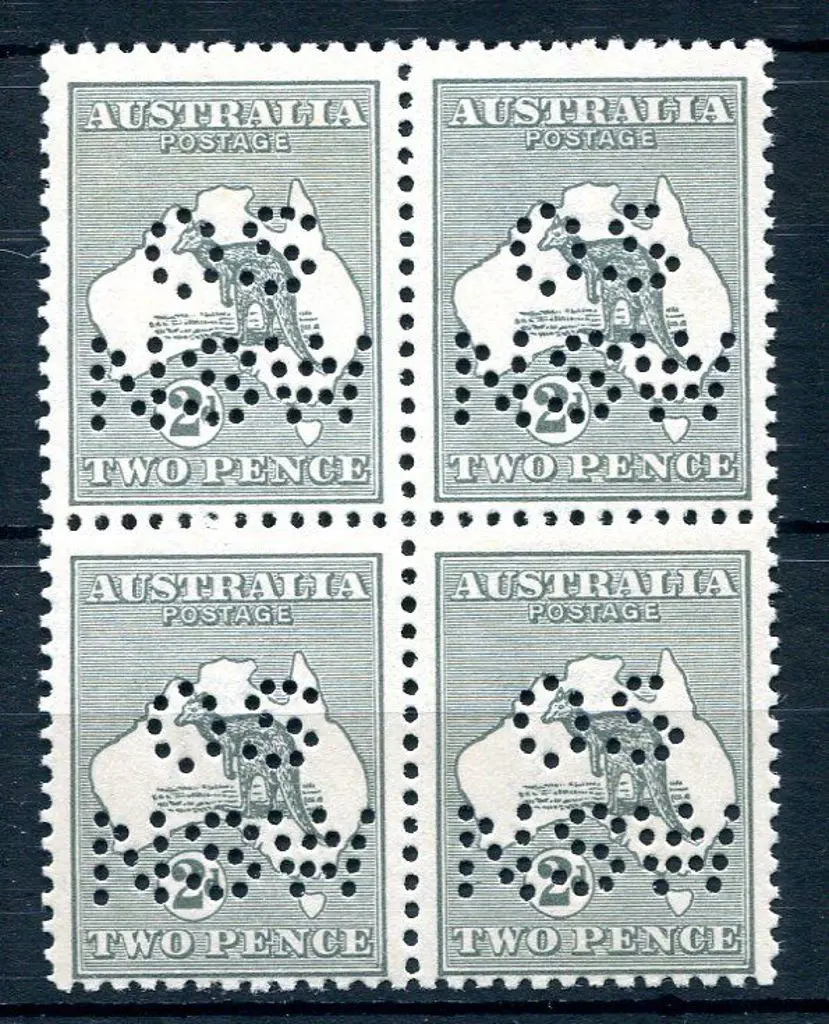 1915/28 2d grey, Die I 3rd wmk block of 4 perfined ... Image 1++