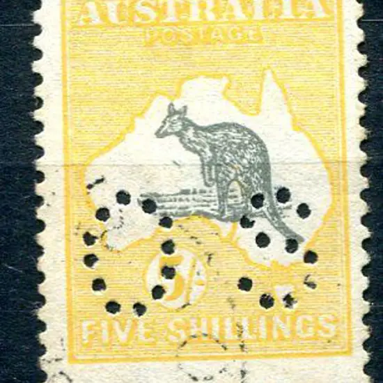1915/28 5/- grey & deep yellow, 3rd wmk perfined ...