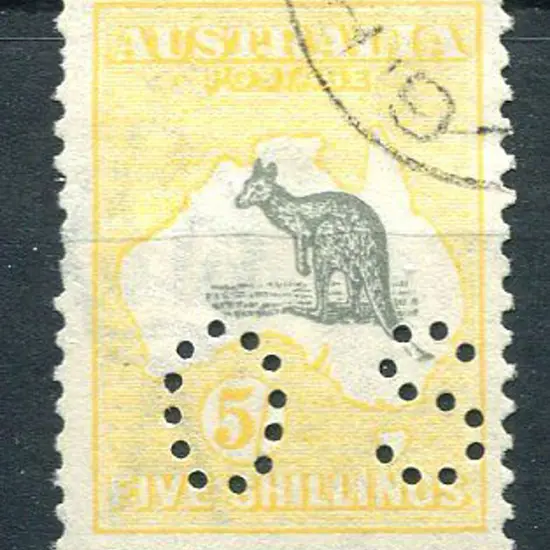 1915/28 5/- grey & yellow, 3rd wmk perfined small ...