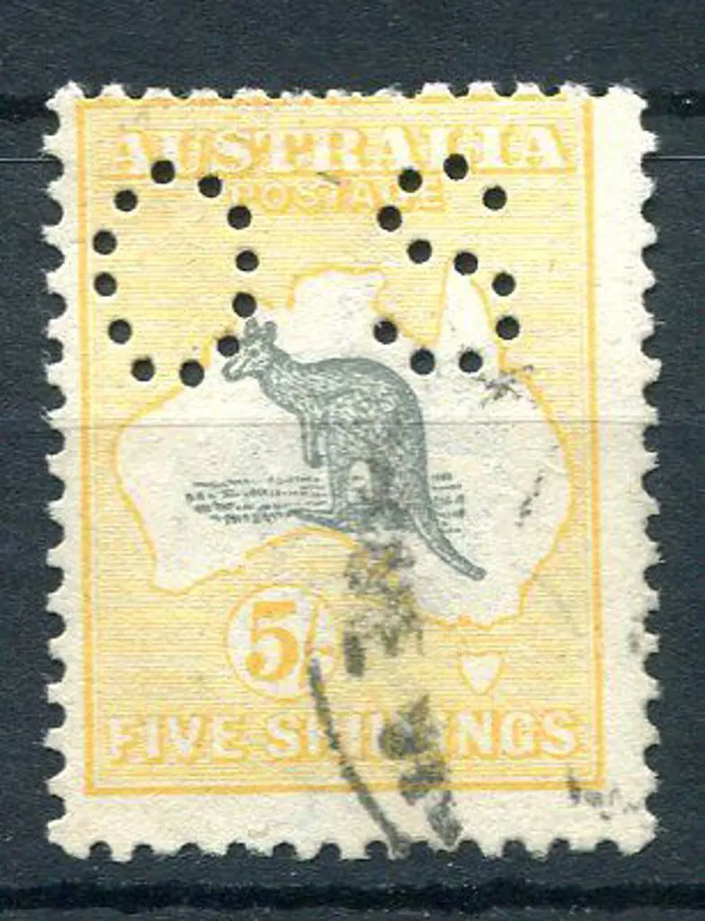 1915/28 5/- grey black & chrome, 3rd wmk perfined ... Image 1++