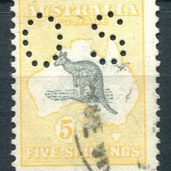 1915/28 5/- grey black & chrome, 3rd wmk perfined ...
