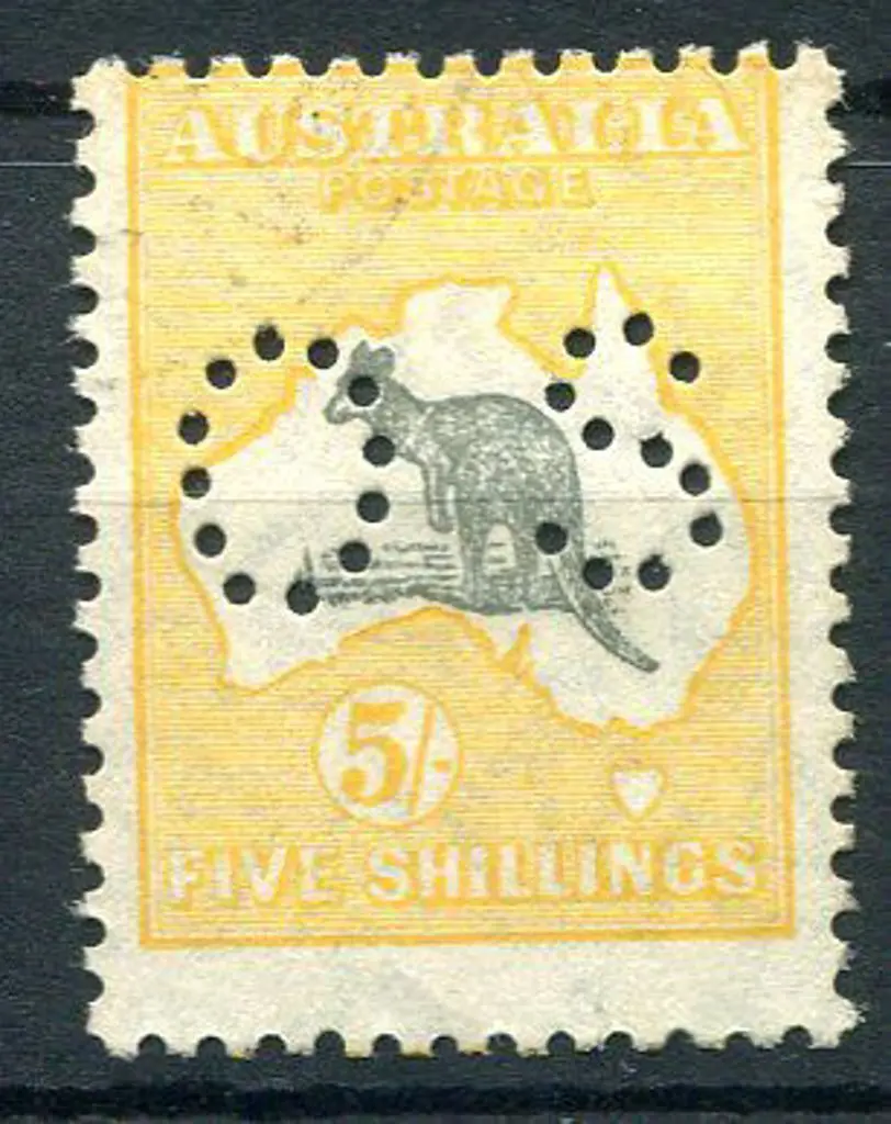 1929/30 5/- grey & bright yellow-orange, SMW with ... Image 1++