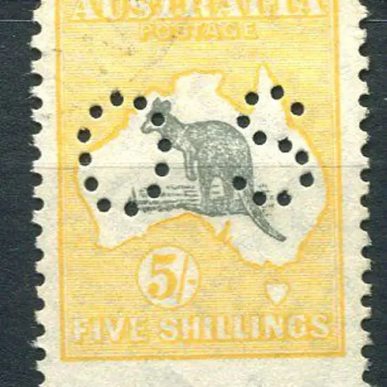 1929/30 5/- grey & bright yellow-orange, SMW with ...