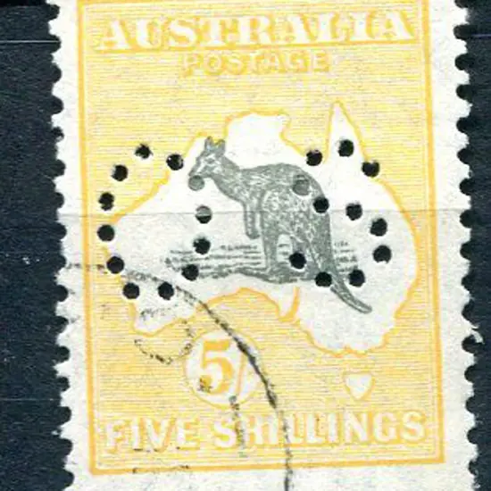 1929/30 5/- grey & yellow-orange with "broken ...