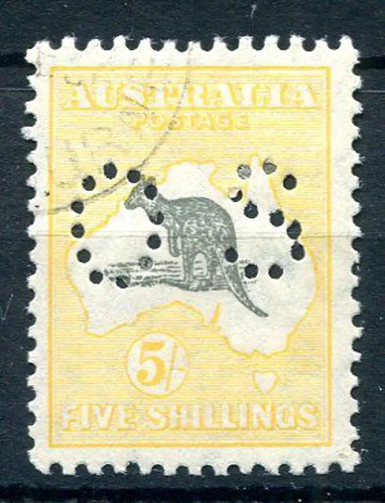 1929/30 5/- grey & yellow-orange, SMW with ... Image 1++