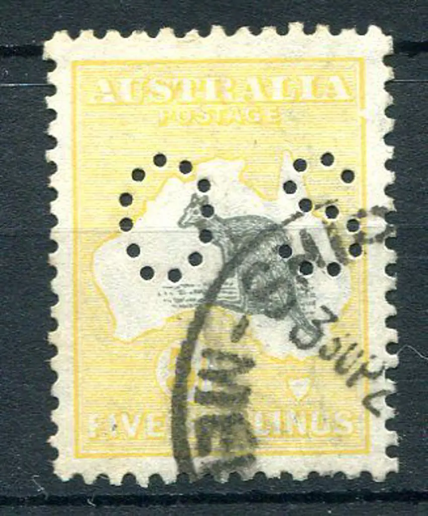 1915/28 5/- grey & pale yellow, 3rd wmk perfined ... Image 1++