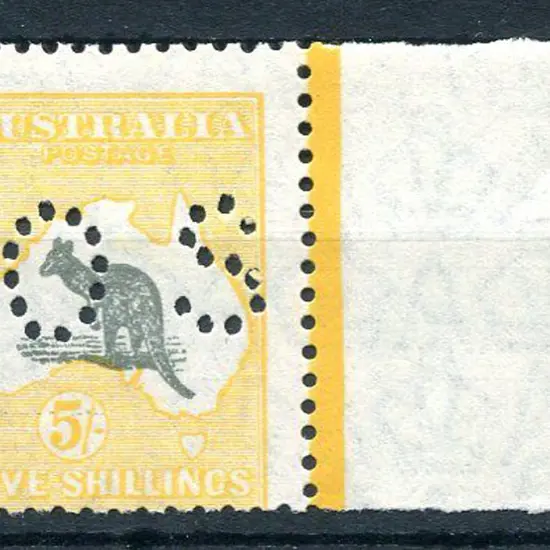 1929 5/- greyish-black & yellow-orange Sm Mult wmk ...