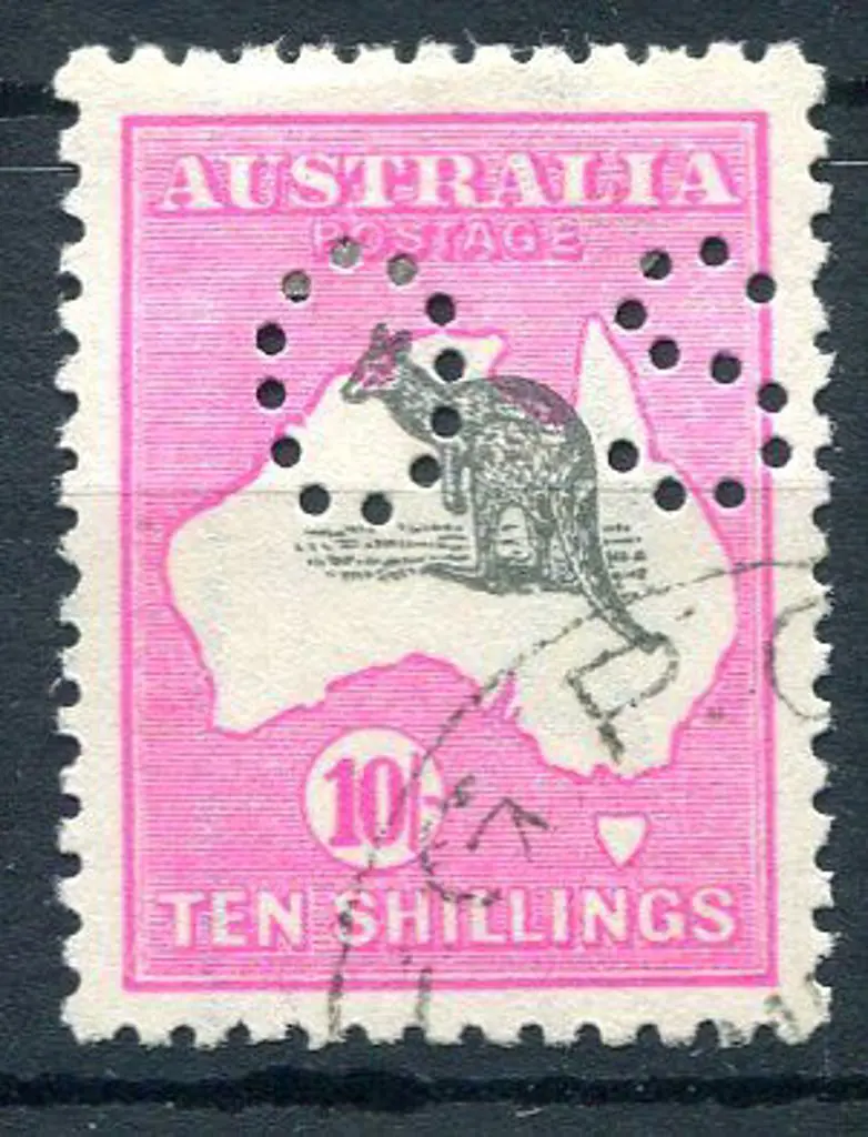 1915/28 10/- grey & deep aniline pink, 3rd wmk ... Image 1++