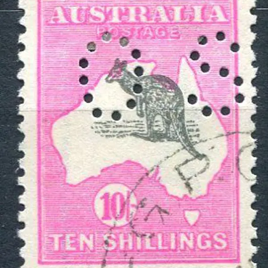 1915/28 10/- grey & deep aniline pink, 3rd wmk ...