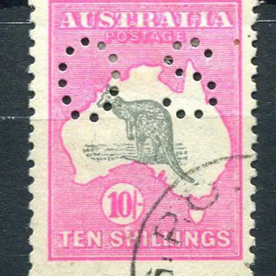 1915/28 10/- grey & deep aniline pink, 3rd wmk ...