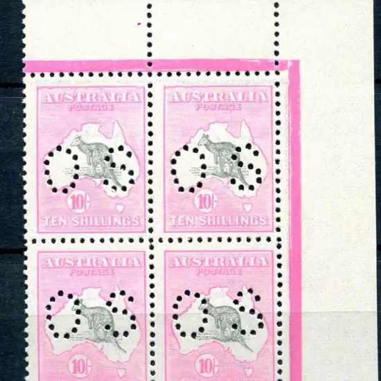 1915/28 10/- grey & pale aniline pink, 3rd wmk in ...