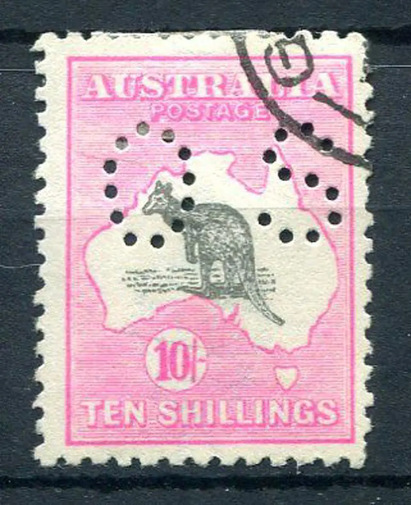 1915/28 10/- grey & pale aniline pink, 3rd wmk ... Image 1++