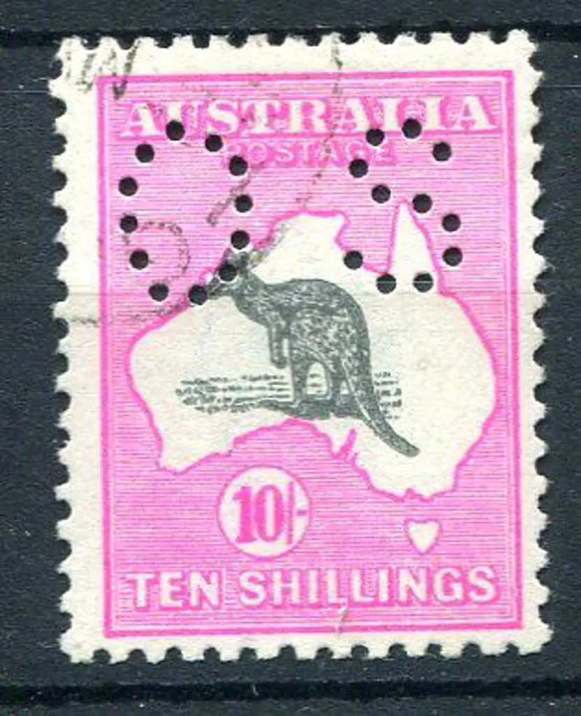 1918 10/- grey & deep aniline pink, 3rd wmk ... Image 1++