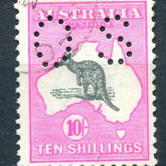 1918 10/- grey & deep aniline pink, 3rd wmk ...