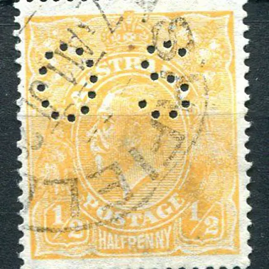 1926/30 ½d pale orange perfined "OS". Fine used & ...