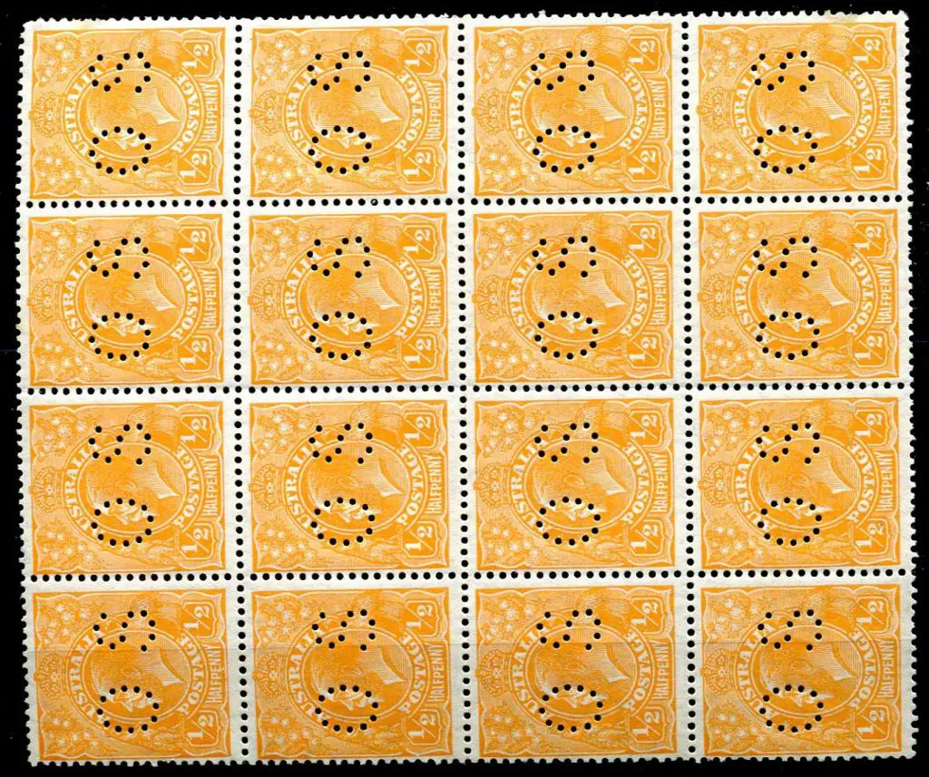1926/30 ½d orange, SMW, perf 13½x12½ block of 14 ... Image 1++