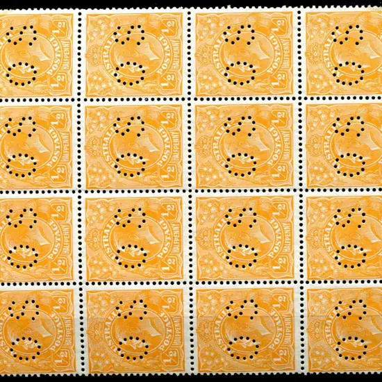 1926/30 ½d orange, SMW, perf 13½x12½ block of 14 ...