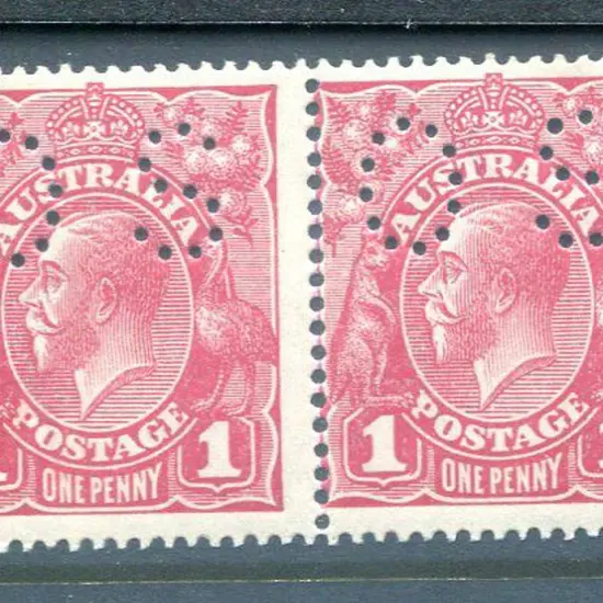 1914/20 1d carmine-rose (G 30) Die I, Die II pair ...