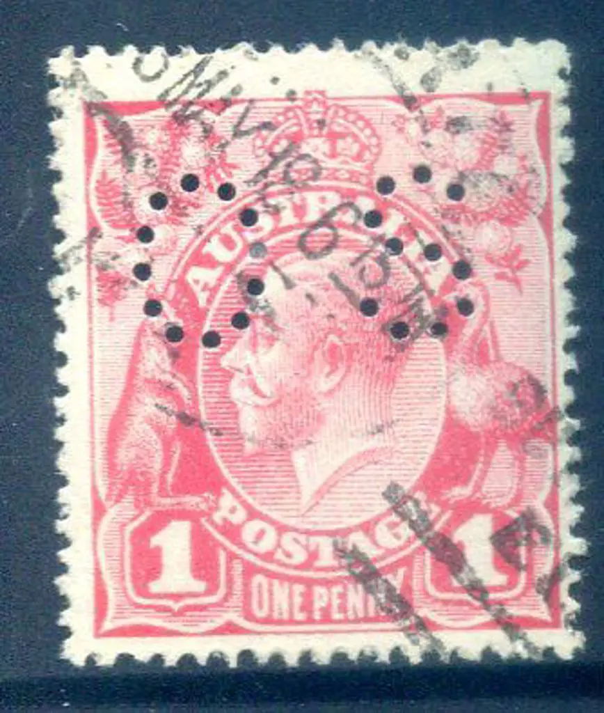 1914/20 1d crimson (G23) single wmk perfined "OS" ... Image 1++