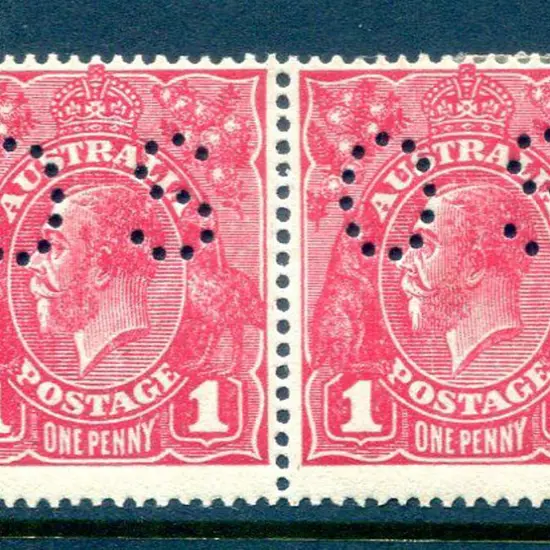 1914/20 1d deep rosine (G 70) Die I, Die II pair, ...