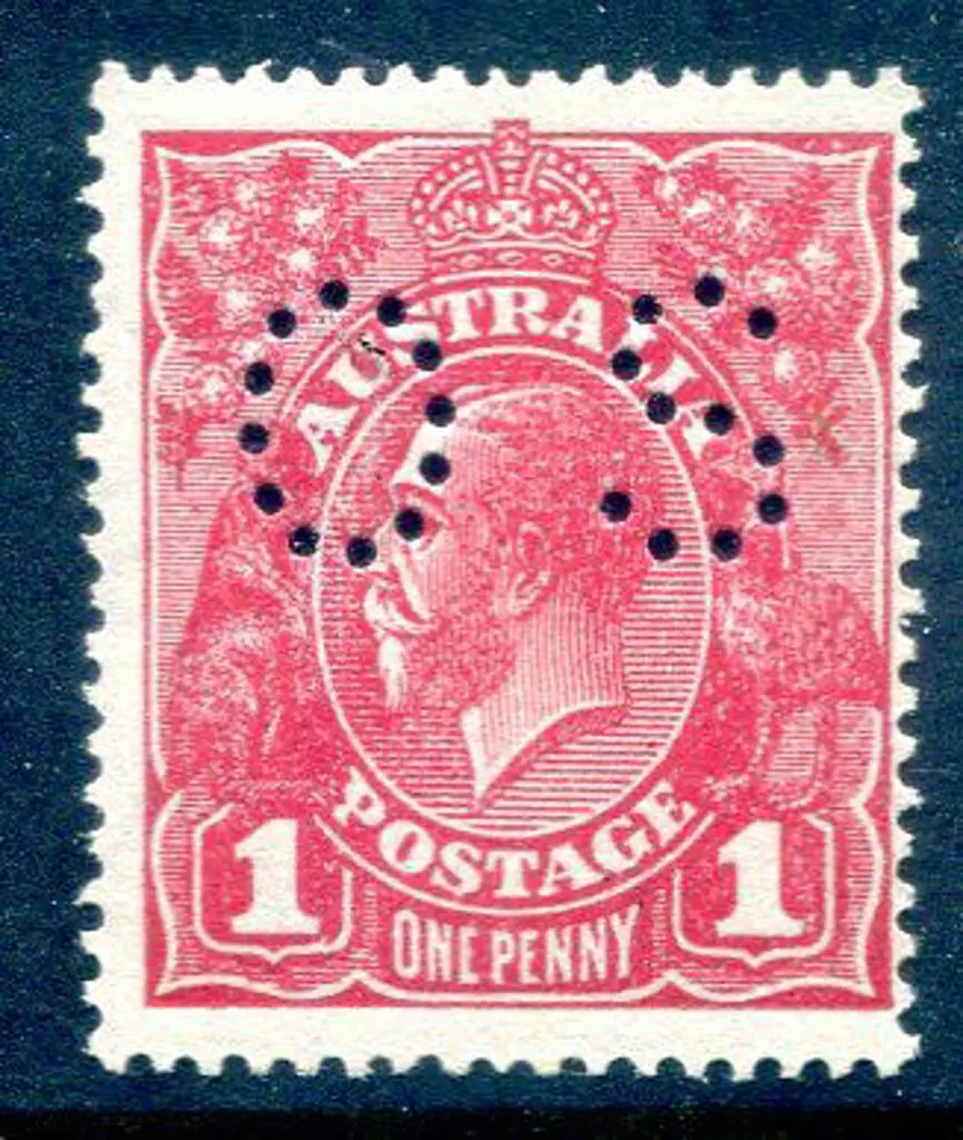 1914/20 1d carmine-red, Die II perfined "OS". ... Image 1++