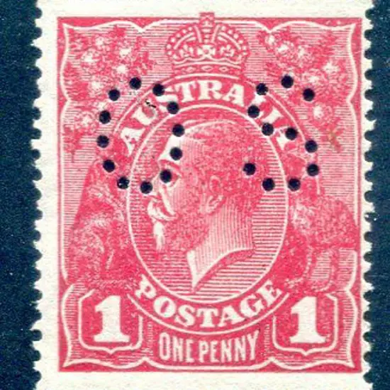1914/20 1d carmine-red, Die II perfined "OS". ...