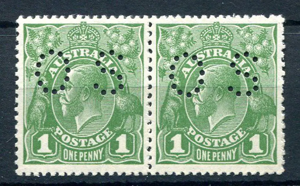 1926/30 1d green Die I & II pair, SMW perf. ... Image 1++