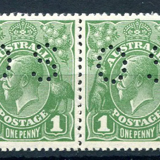 1926/30 1d green Die I & II pair, SMW perf. ...