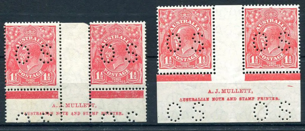 1926/30 1½d red x 2 different Mullett imprint ... Image 1++