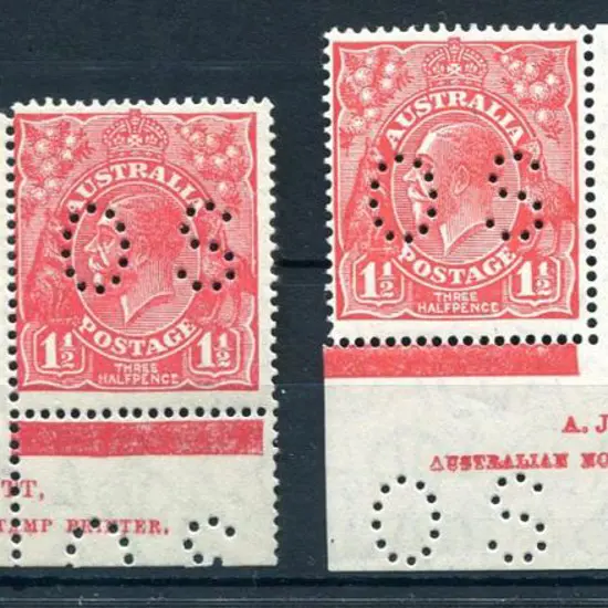 1926/30 1½d red x 2 different Mullett imprint ...