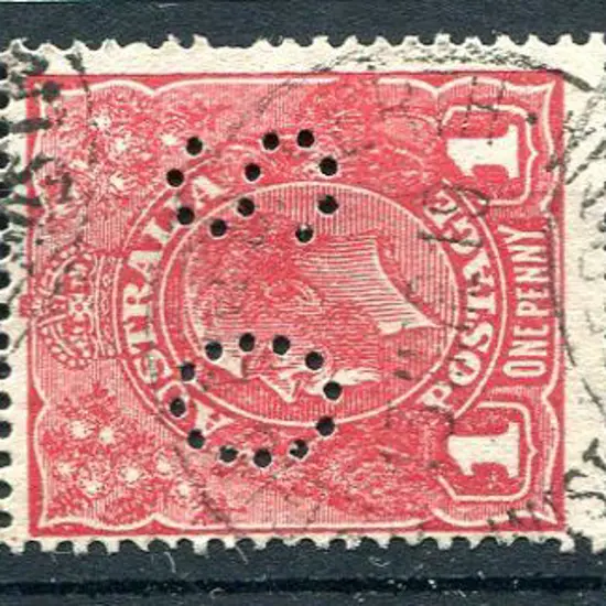 1914/20 1d carmine-red on rough paper perfined ...